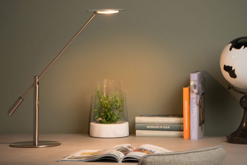 Lucide ANSELMO - Stolná lampa - LED Dim. - 1x9W 3000K - Satin Chrome